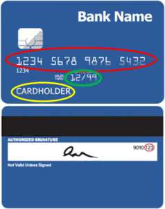 tarjeta de crédito con datos personales